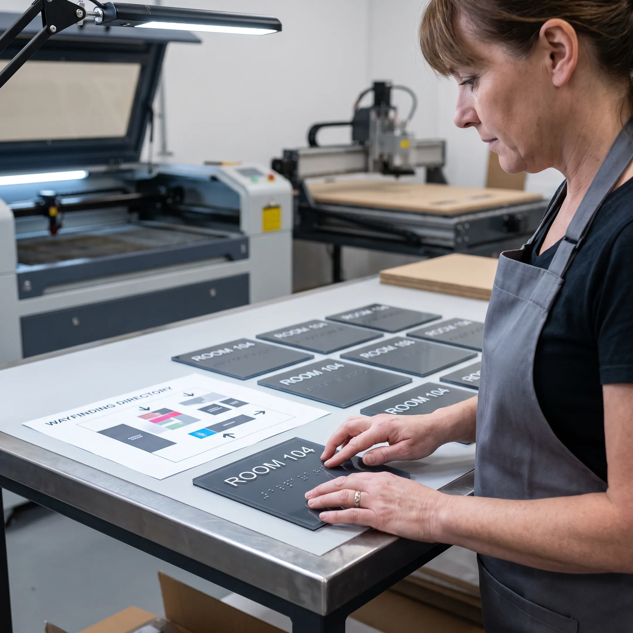 Custom ADA signage production process