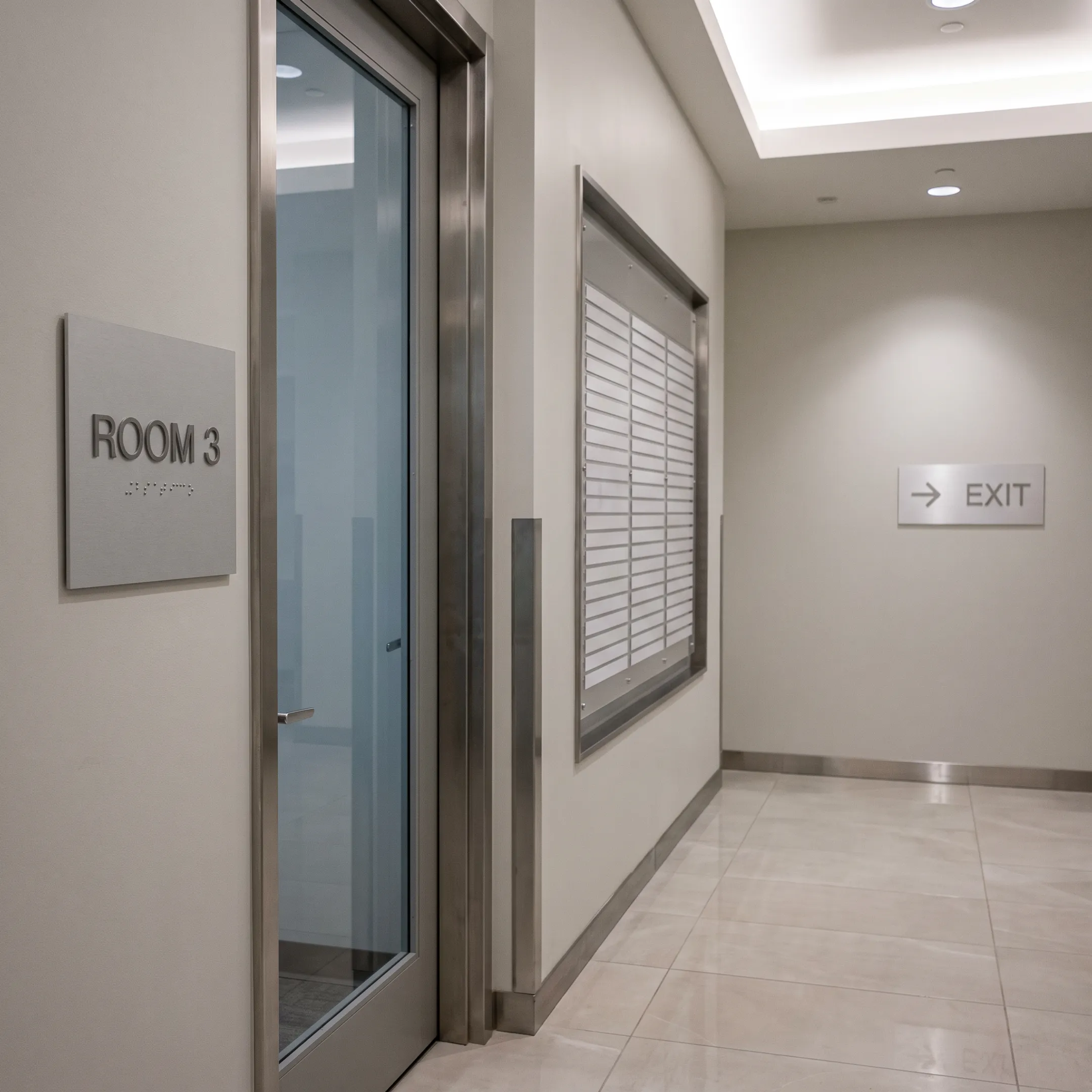 Custom wayfinding and ADA signs in a public building