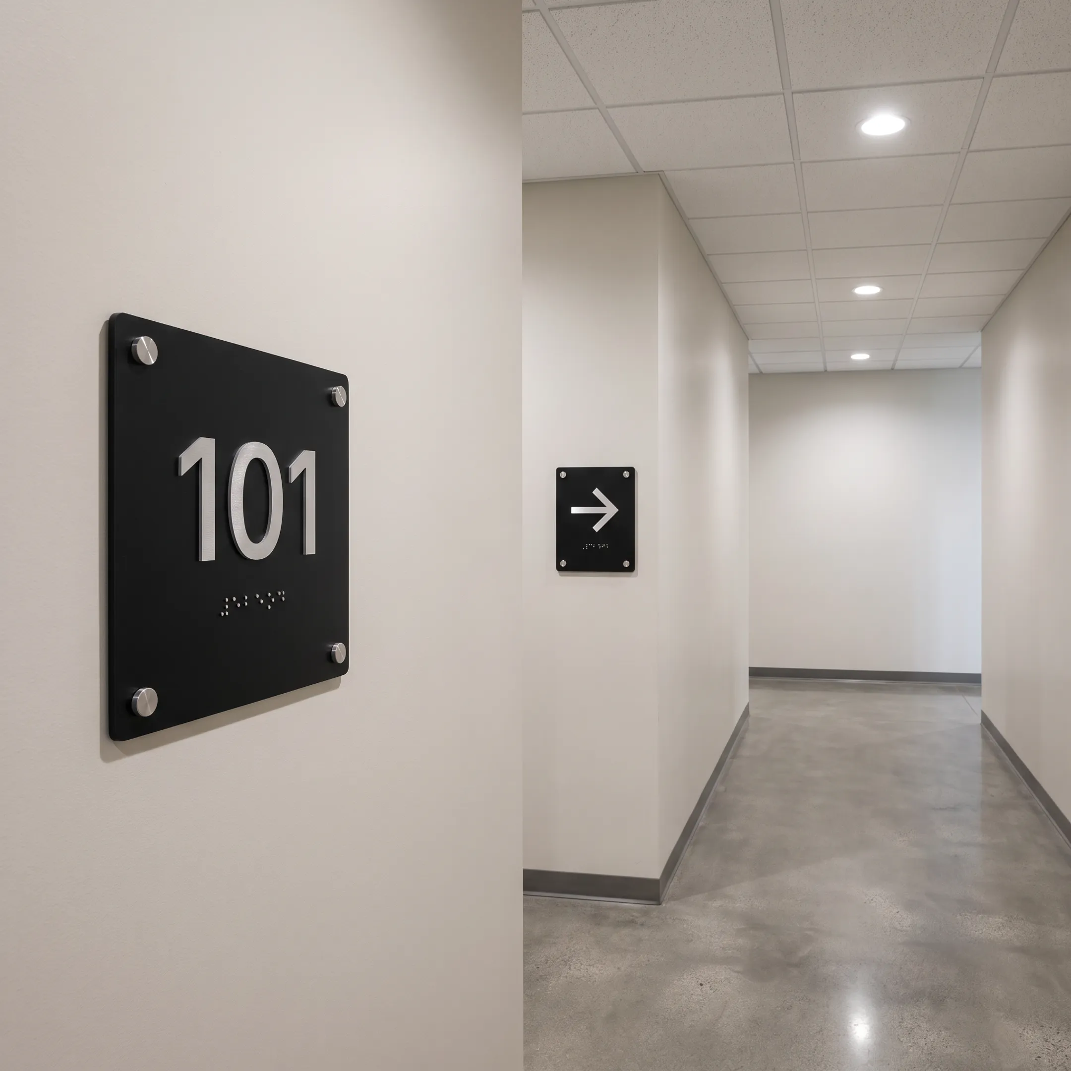 Executive ADA signage in a modern San Antonio office