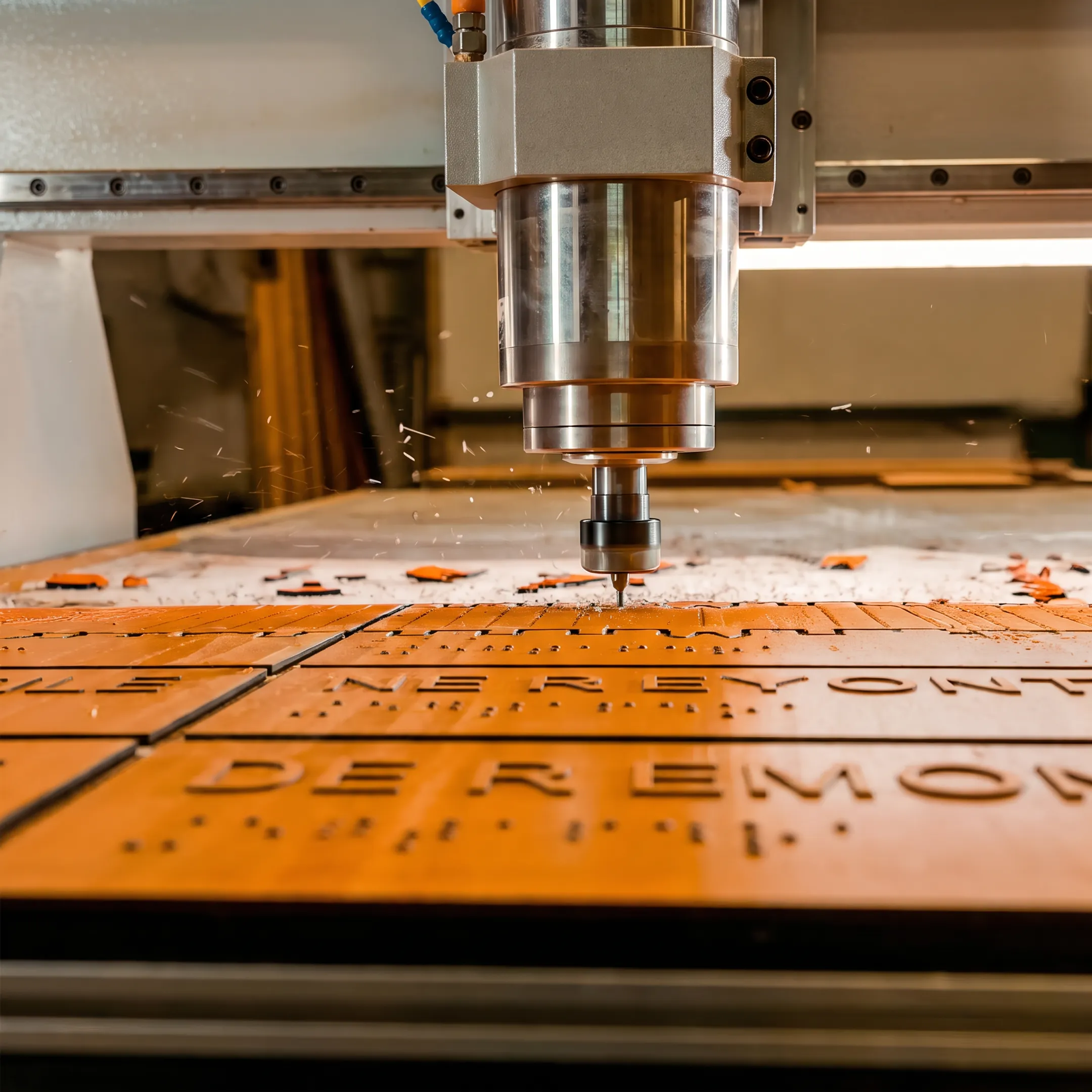 Sign manufacturing workshop producing architectural signs