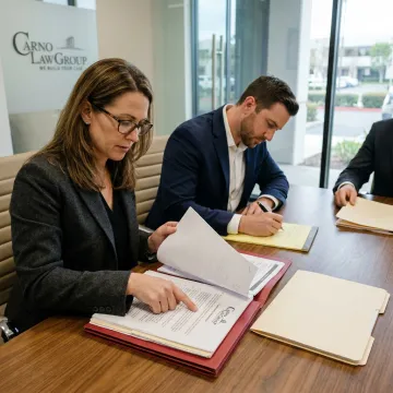 Business contract dispute lawyers reviewing documents