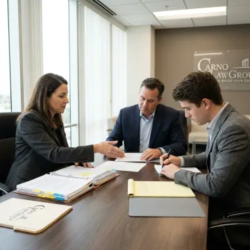 Lawyers preparing a contract dispute strategy