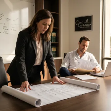 California construction defect attorney reviewing project plans