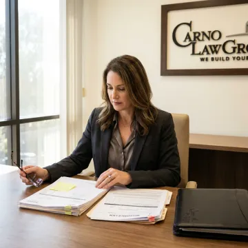 Construction attorney reviewing unpaid project invoices