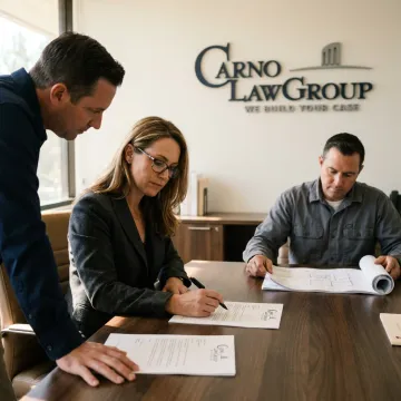 Construction law attorney reviewing project contracts
