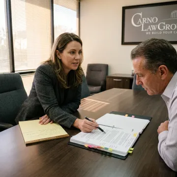 Attorney explaining business contract terms