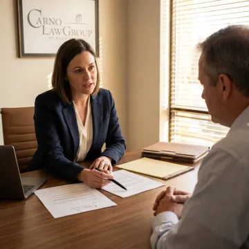 Business contracts attorney reviewing legal documents