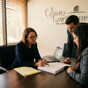 Business attorney reviewing contract dispute documents