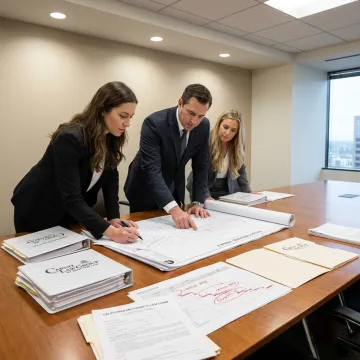 Attorneys reviewing construction claim documents