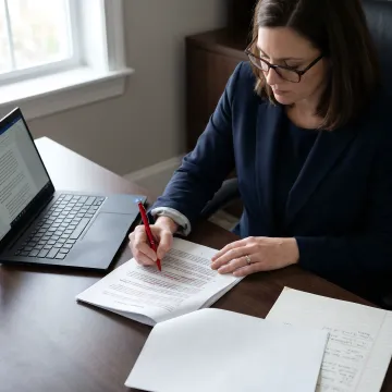 Attorney marking up a business contract