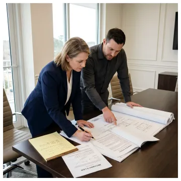 Construction law attorneys reviewing project documents