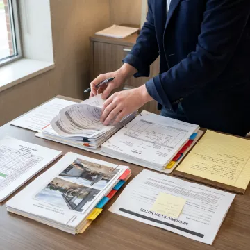 Attorney organizing construction litigation evidence
