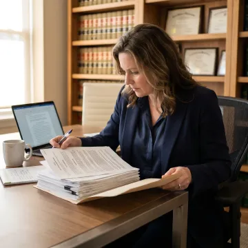 Attorney preparing corporate legal documents