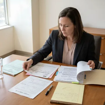 Attorney reviewing subcontractor payment claim documents
