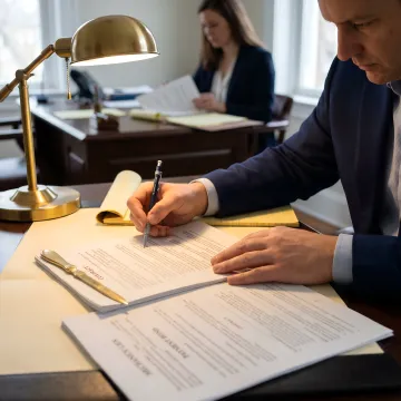 Construction lien attorney reviewing bond claim documents
