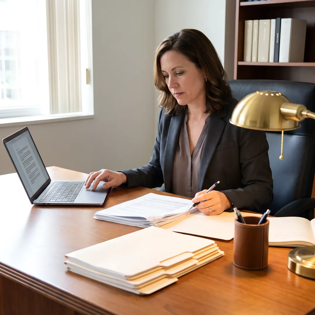 Attorney preparing corporate legal documents