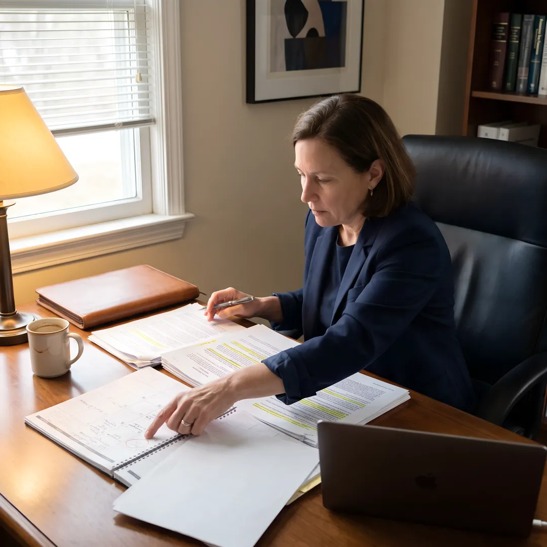 Attorney outlining contract dispute strategy