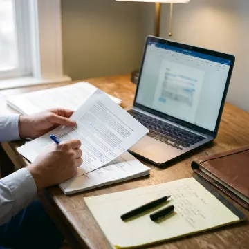 Attorney marking up a business contract