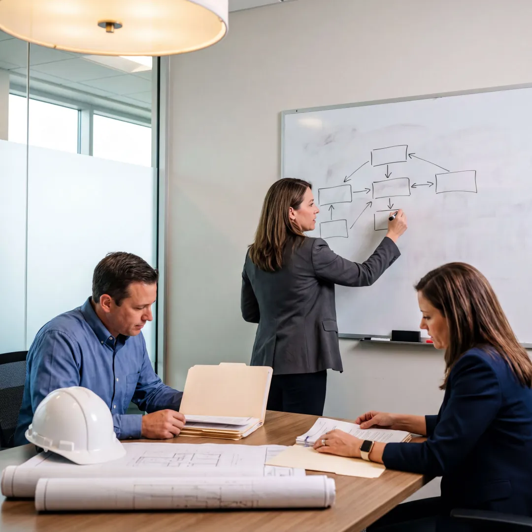 Attorney outlining a business transaction process