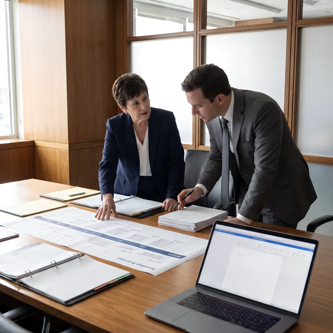 Litigation team planning commercial dispute strategy