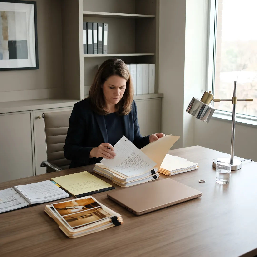 Attorney organizing construction litigation evidence