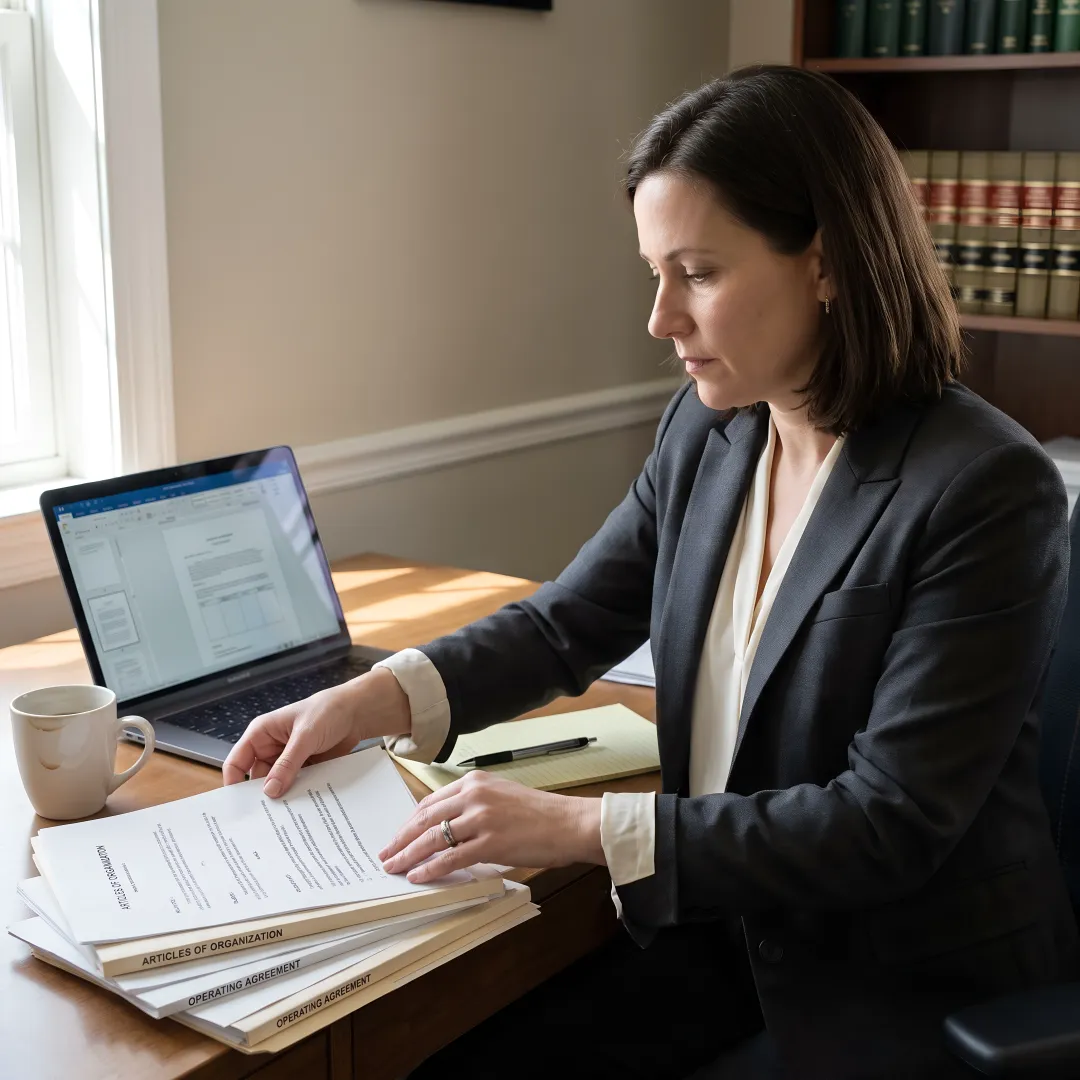 California business formation documents being reviewed