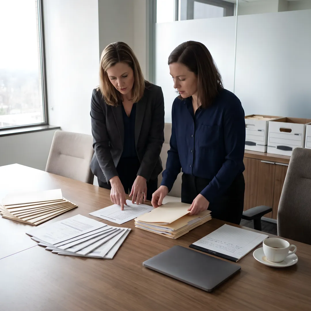 Attorney organizing certification paperwork for MBE application