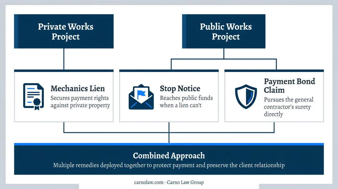 Carno Law Group attorney consulting with construction contractor on lien rights