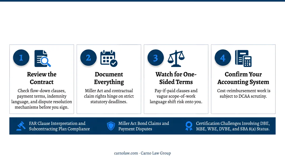4-step contract review checklist for federal subcontractors before signing