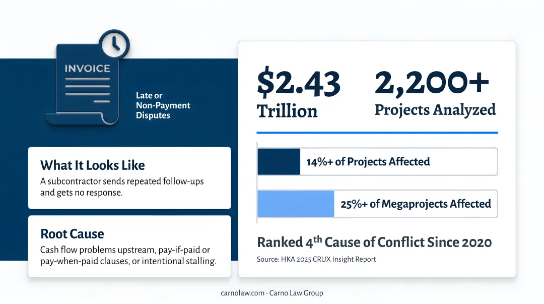 Four common causes of California construction payment disputes comparison chart