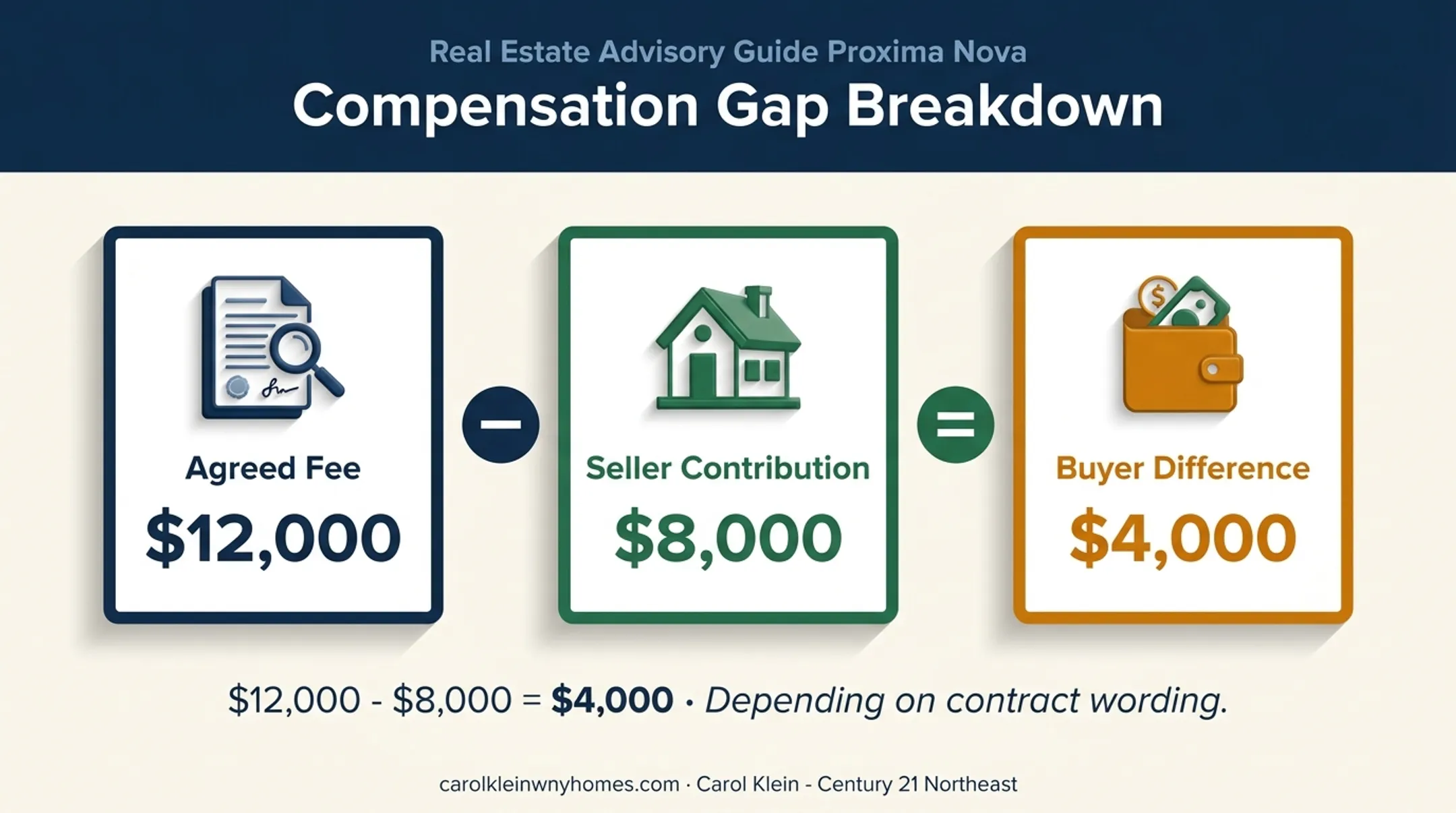 Buyer agent compensation gap showing seller contribution and buyer balance