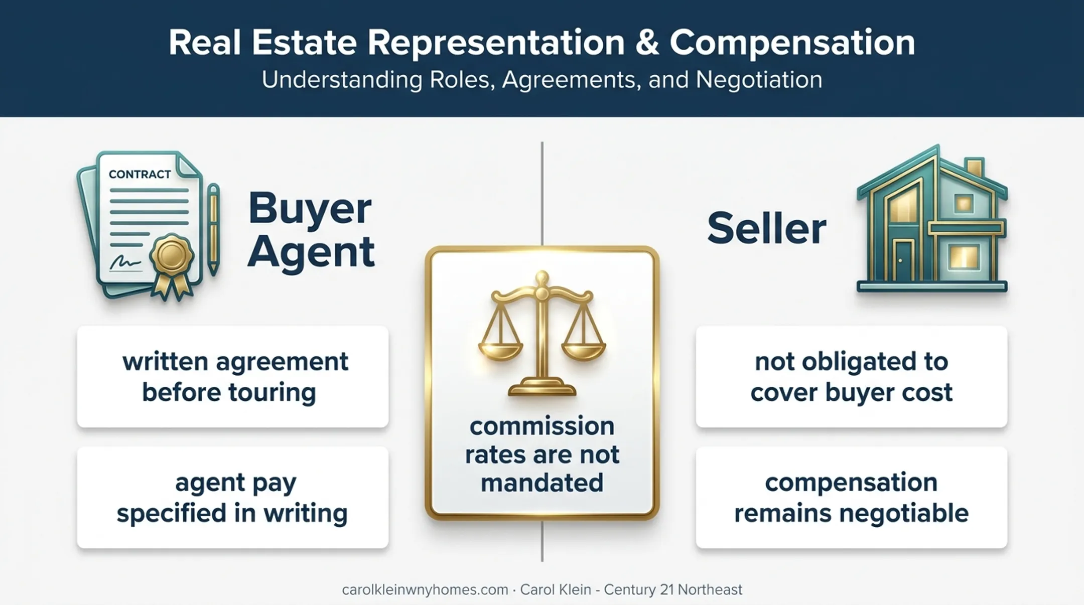 Seller and buyer real estate compensation obligations comparison