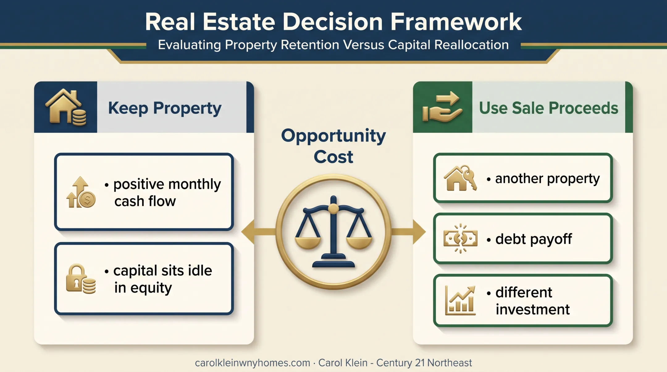 Opportunity cost comparison for keeping or selling a rental property