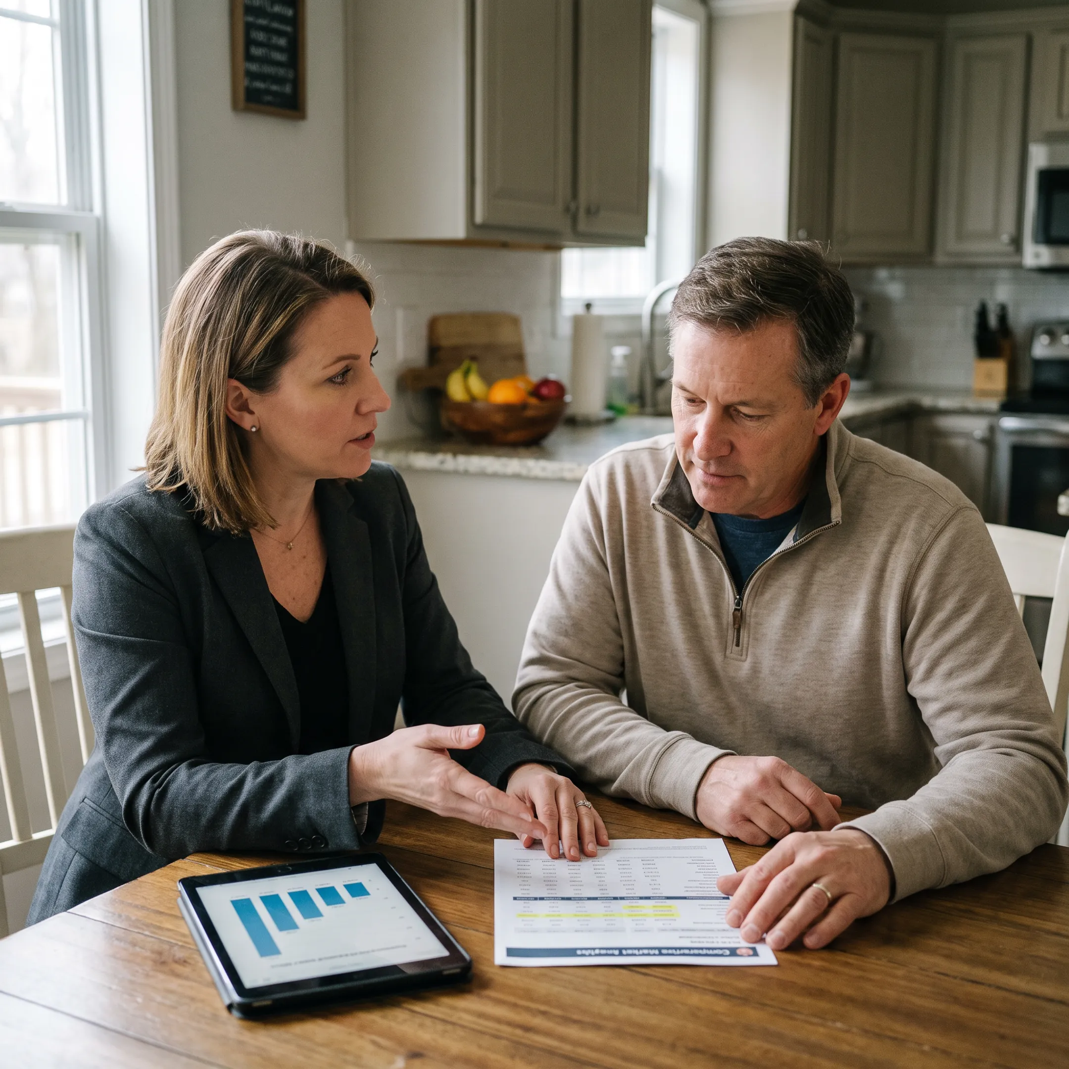 Realtor reviewing a home valuation with a homeowner