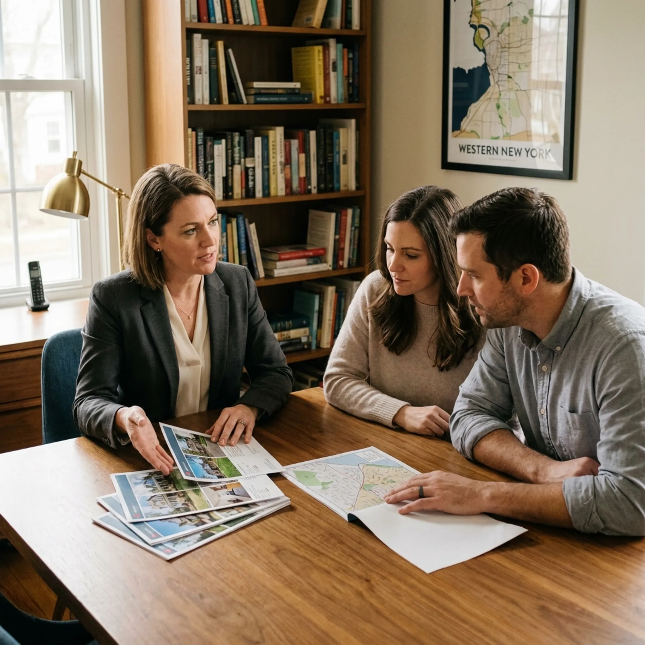 Buyer agent explaining home search options to clients