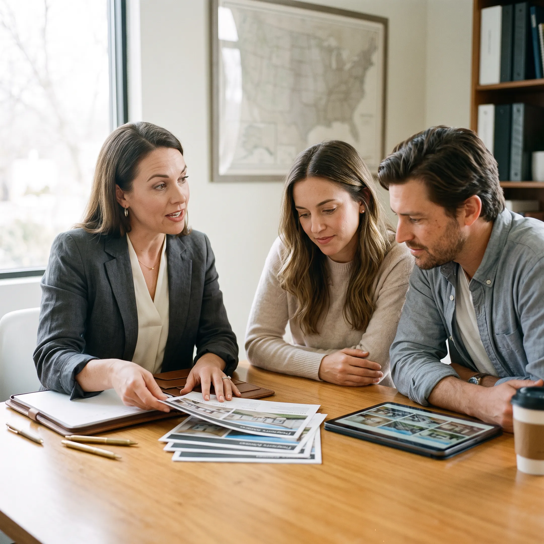 Realtor discussing a home sale or purchase with clients