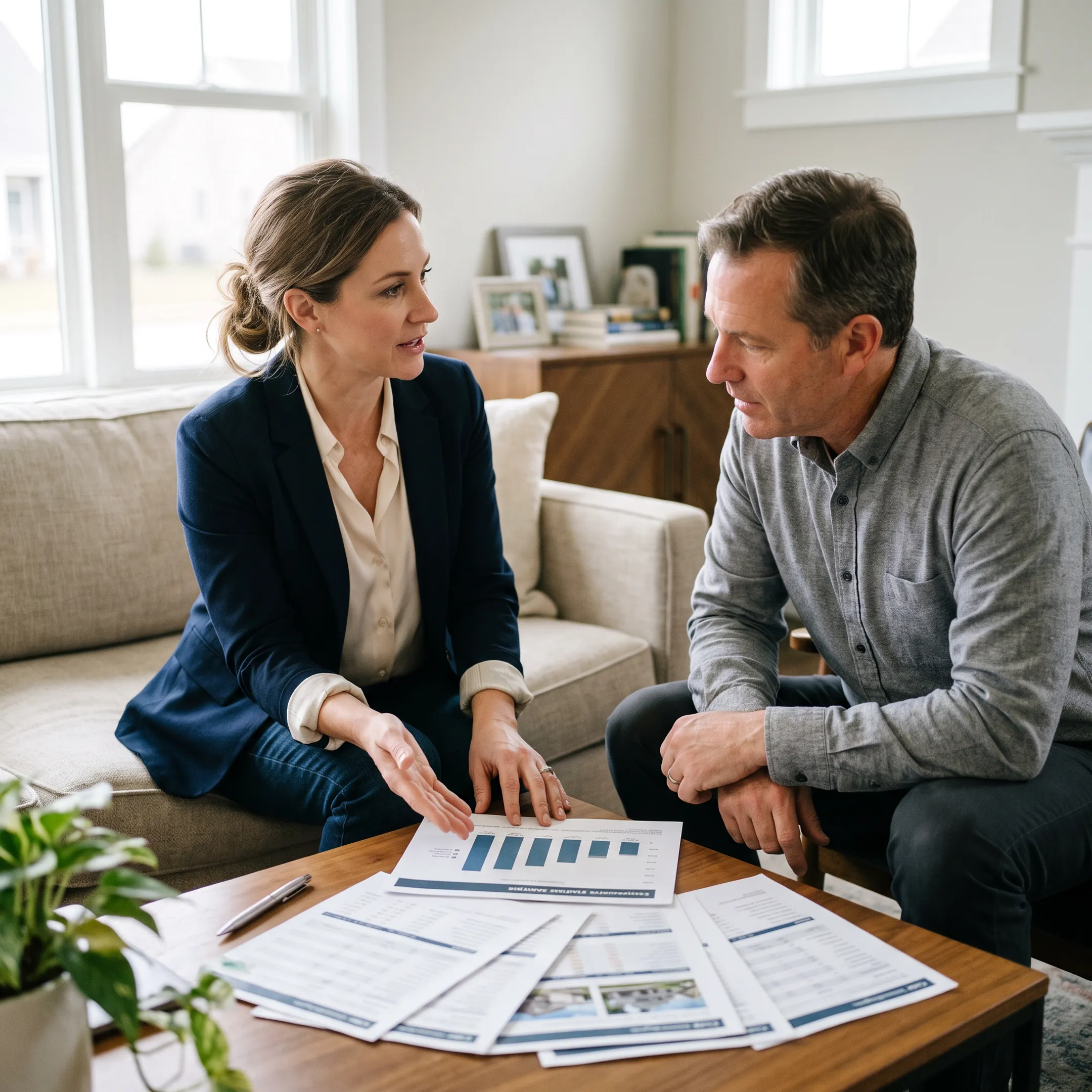 Agent reviewing a home valuation with a seller