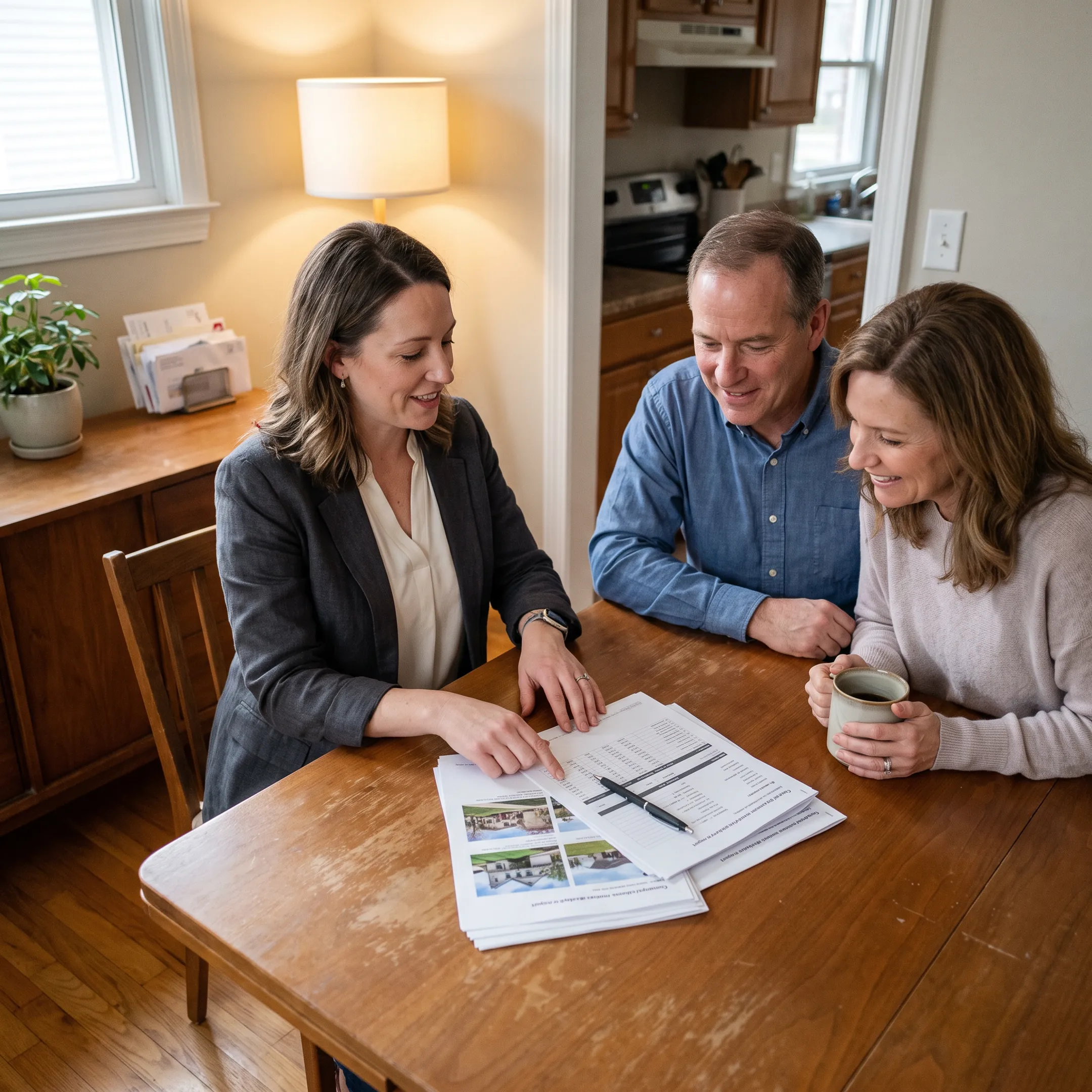 Real estate professional reviewing a home valuation and market analysis