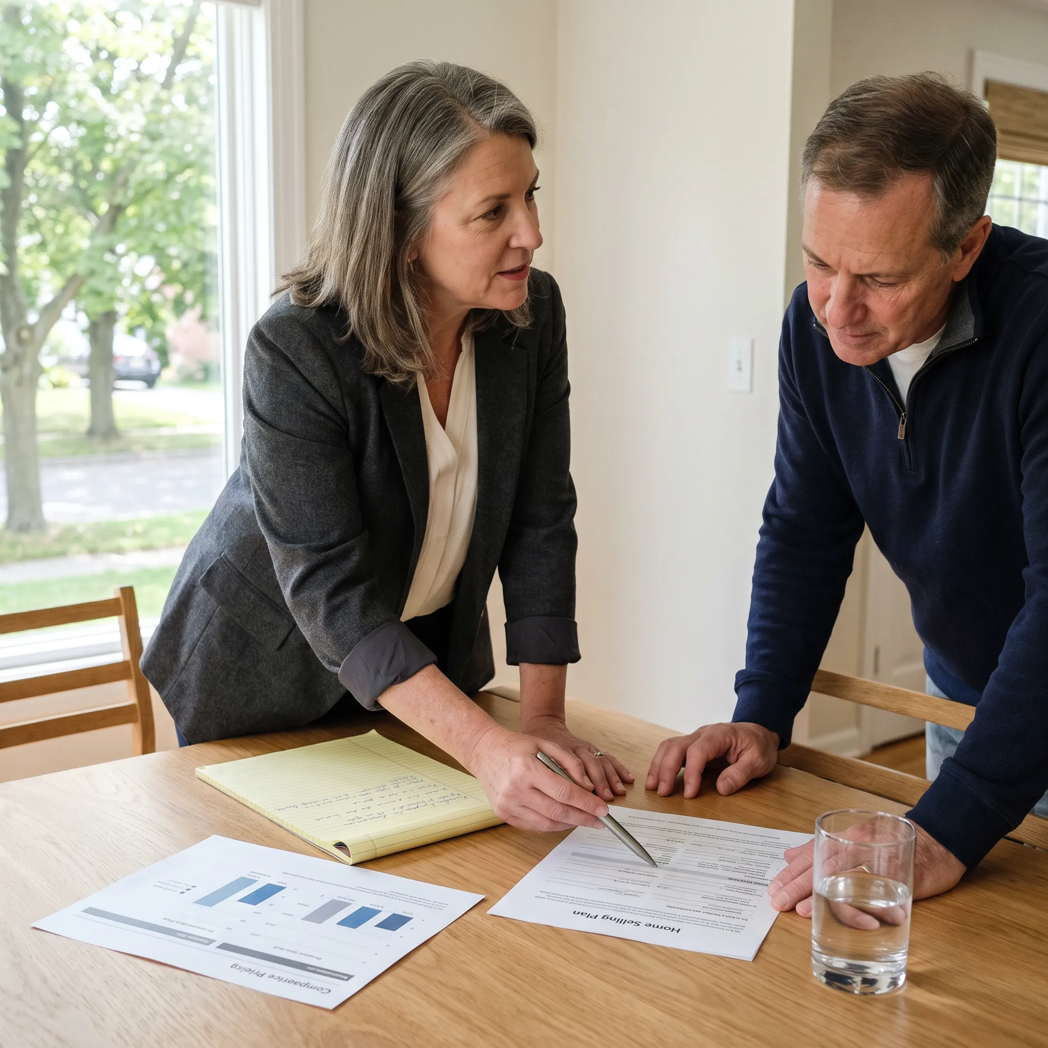 Real estate agent discussing a Depew home sale strategy with a homeowner