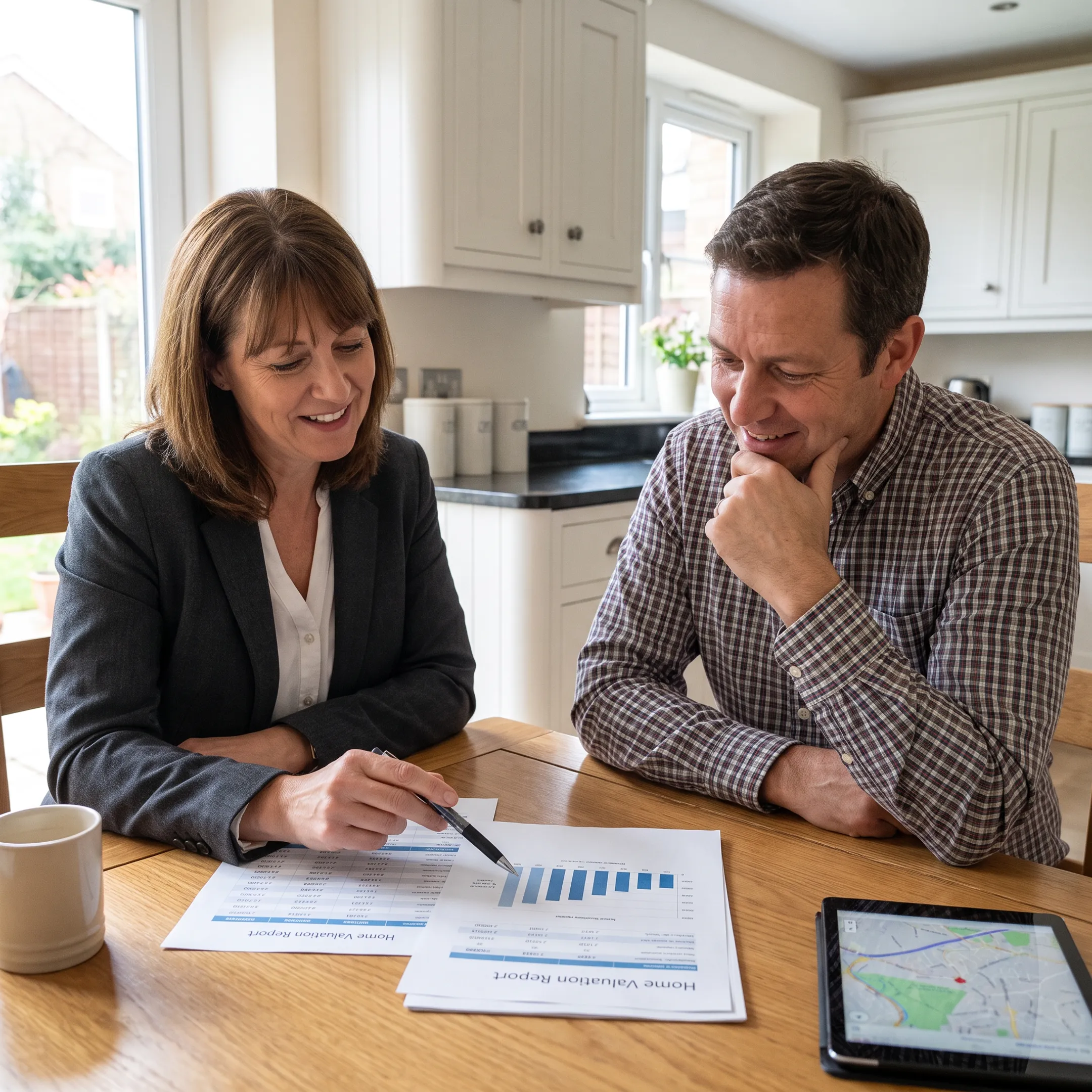 Agent presenting a comparative market analysis to a homeowner