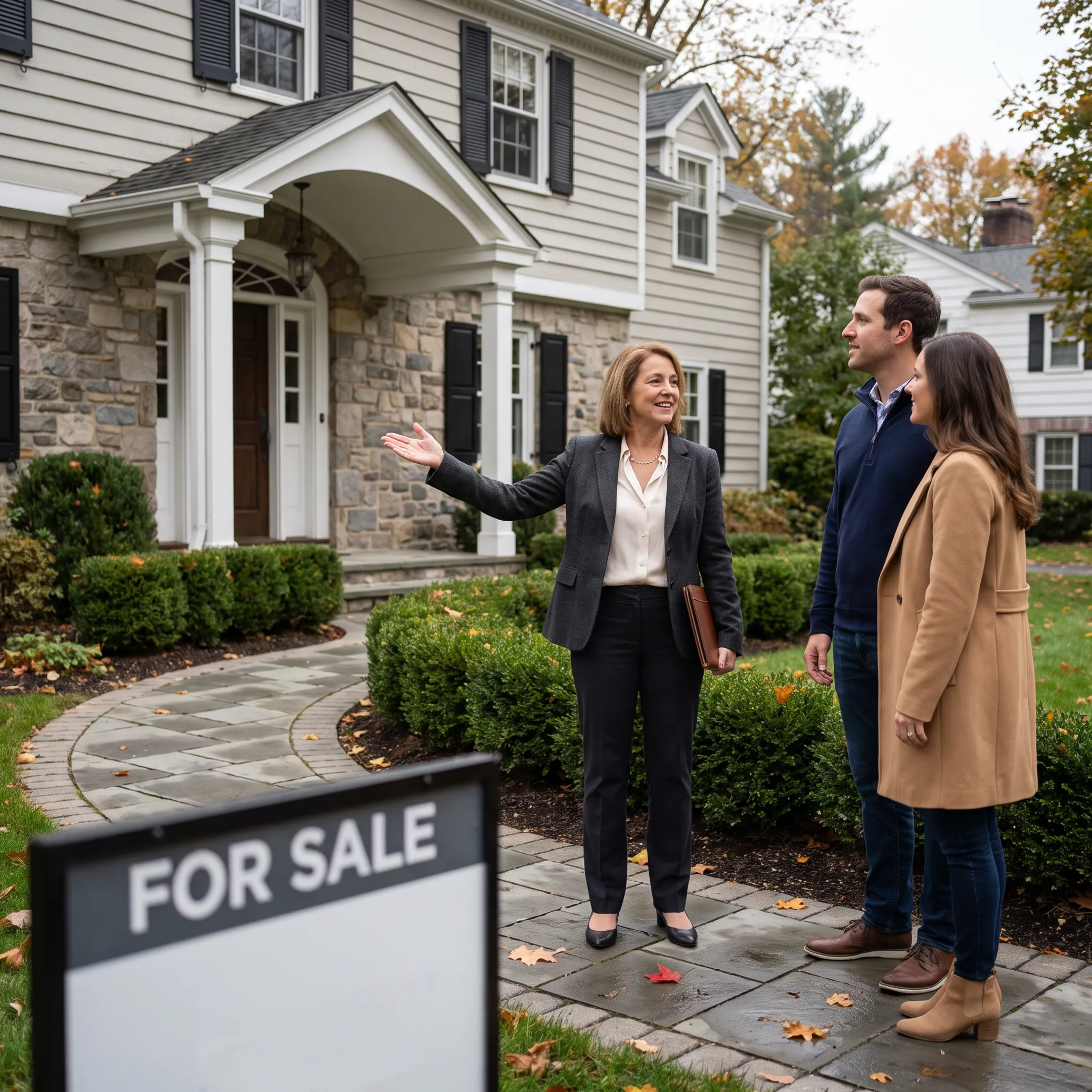 Luxury Western New York home with a real estate agent consulting clients