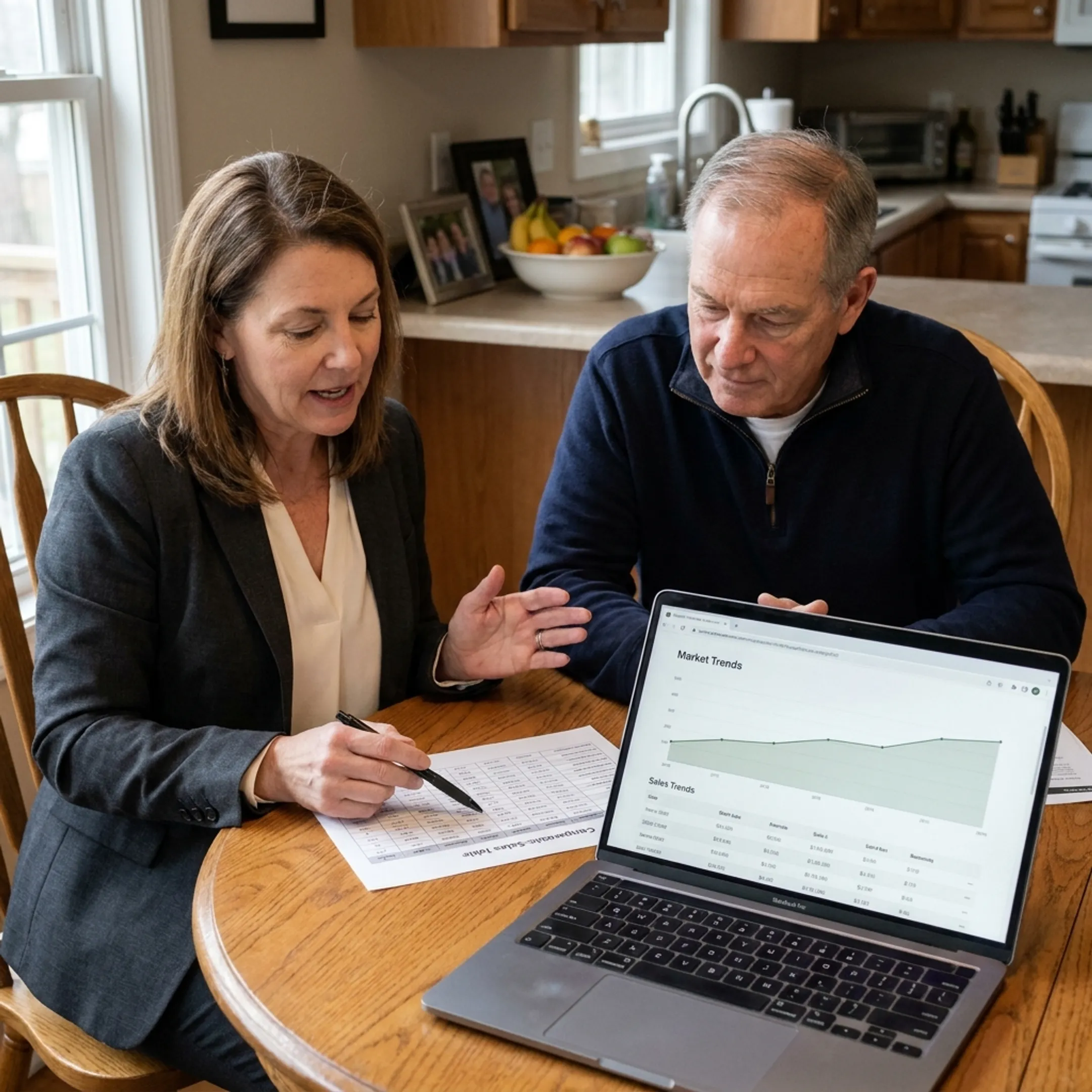 Agent presenting a comparative market analysis to a Depew homeowner