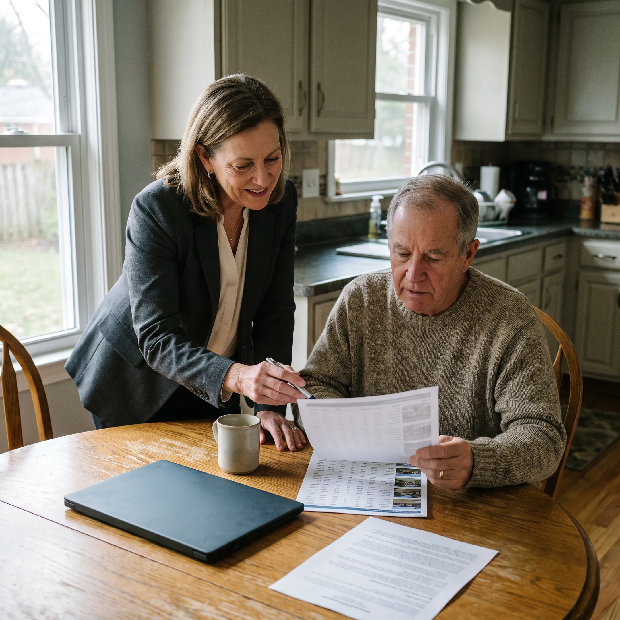 Real estate professional reviewing a home valuation with a Cheektowaga homeowner