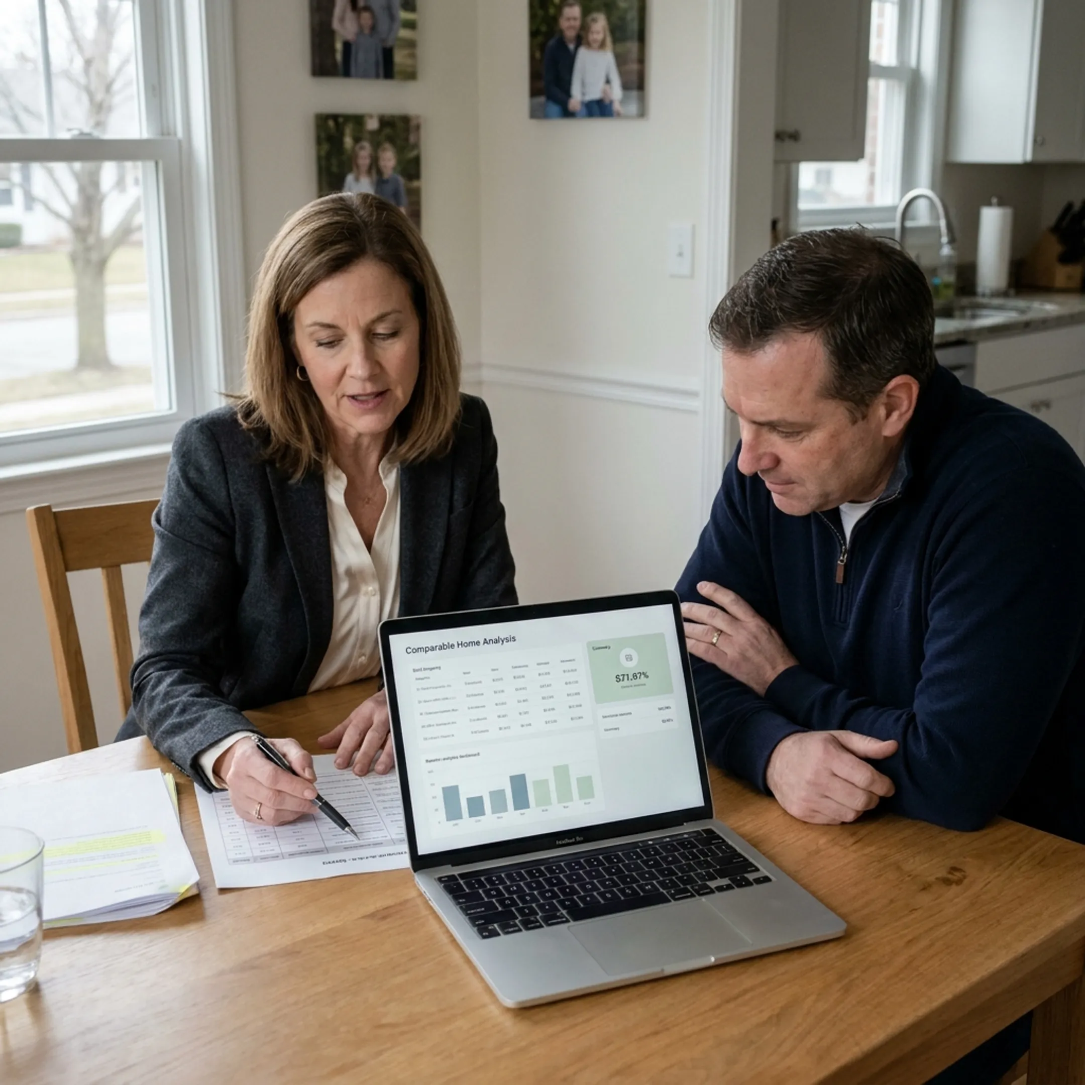Realtor reviewing a property valuation with a homeowner