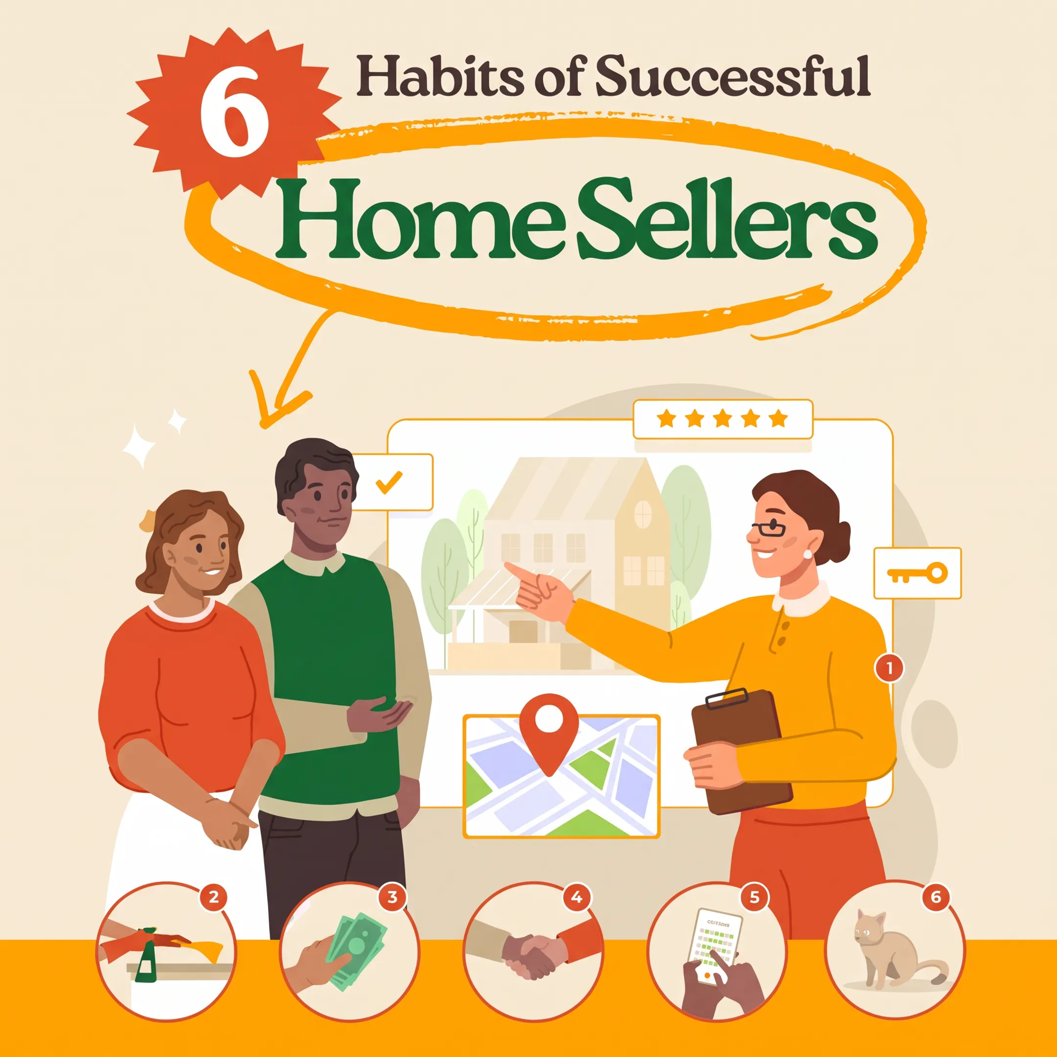 Real estate agent reviewing a home valuation and property listings with clients