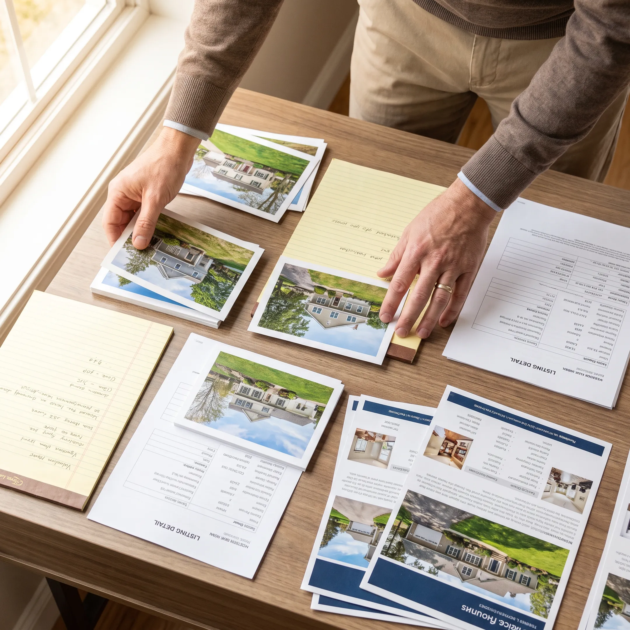 Agent preparing residential property listing materials