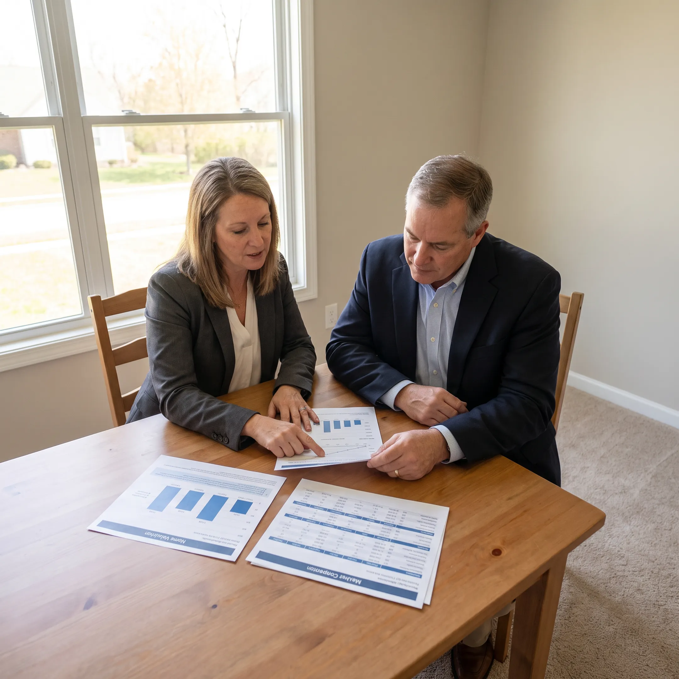Real estate advisor reviewing a home valuation with a client