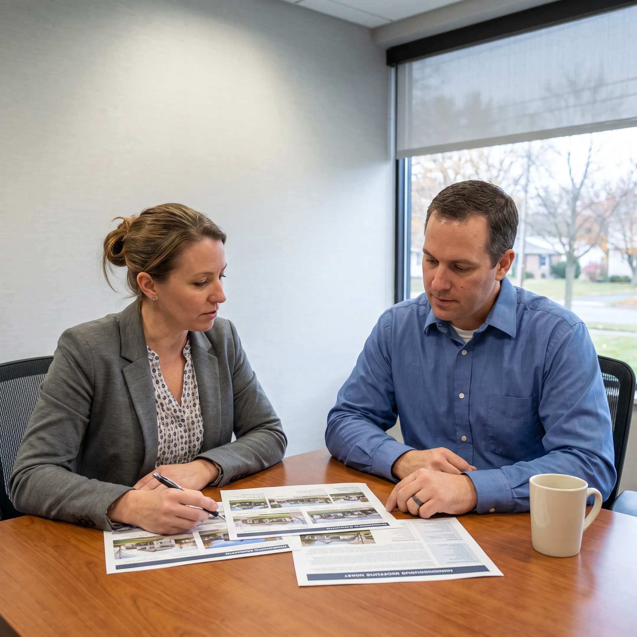 Buyer reviewing home listings with a Western New York Realtor