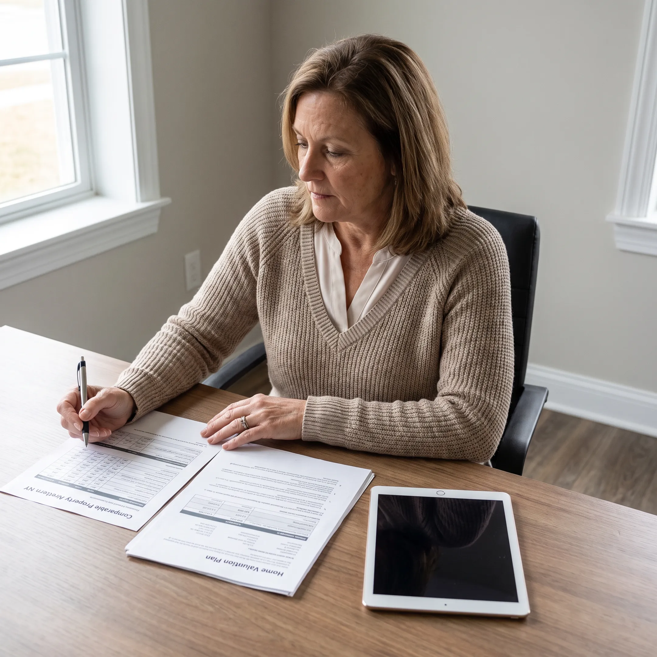 Agent preparing a market analysis for a Depew home seller