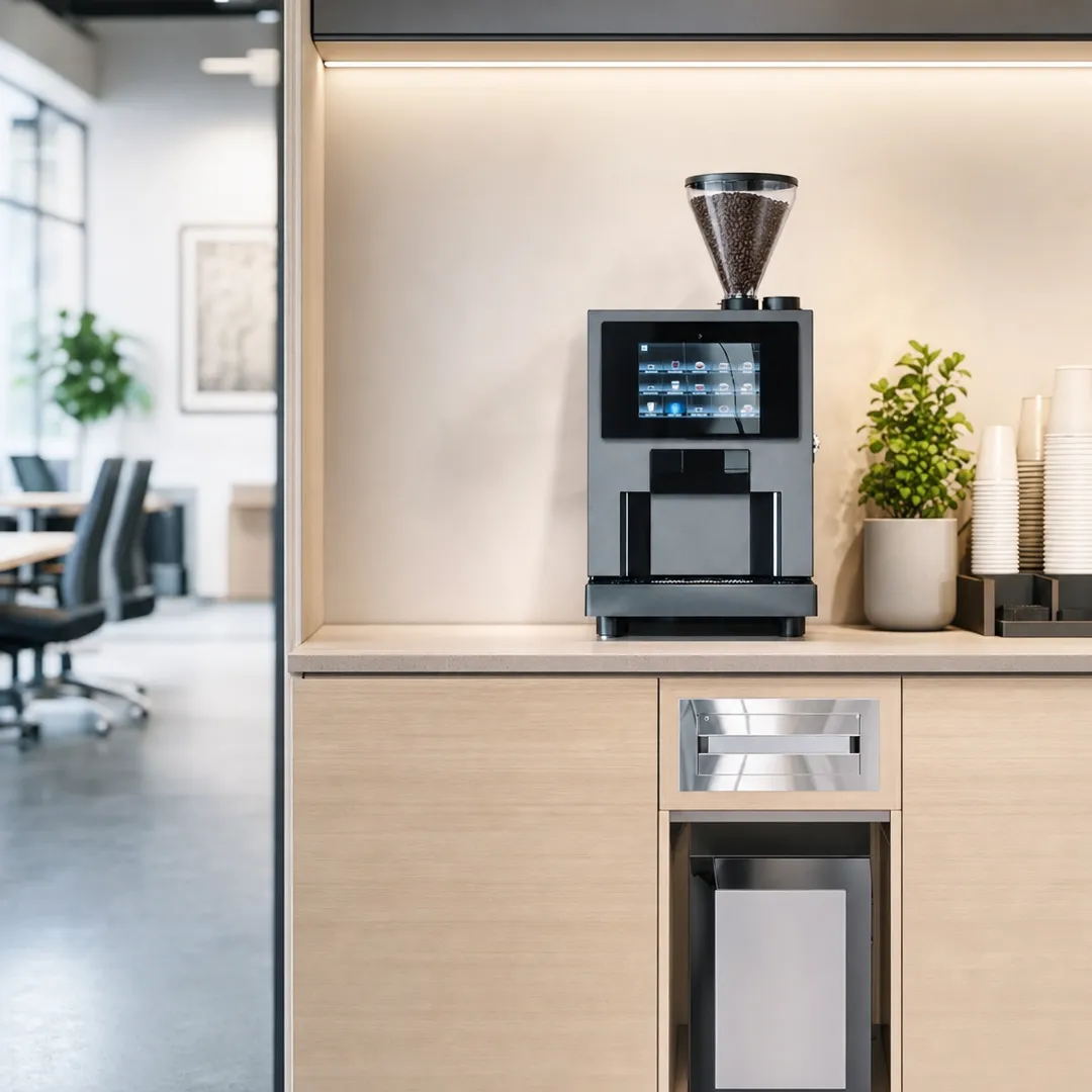 Bean-to-cup super automatic espresso machine with touchscreen display
